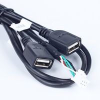 Câble tressé en PVC 6 broches vers double USB femelle pour autoradio Android, ports de charge USB, entrée audio, autoradio stéréo