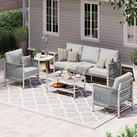 Set Furnitur Teras Luar Ruangan dari Paduan Aluminium, Kombinasi Resepsi Teras Modern, Cocok untuk Balkon dan Beranda