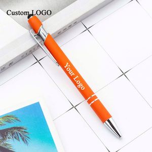 Stylo bille personnalisé avec logo, pointe tactile en métal, revêtement doux au toucher, impression UV, stylos promotionnels - Product Image 1