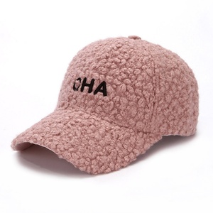 Wholesale Winter Wool Fleece Designer Custom Embroidery Logo Vintage Furry Fur <b>Sherpa</b> Skull Gorras Sports Baseball Caps <b>Hats</b> - Product Image 6