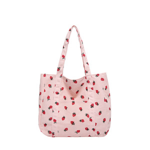 Nuova Borsa Tote in Corduroy con Stampa <span class=keywords><strong>Fragola</strong></span> 2026, Borsa a Spalla Estetica per Uso Quotidiano - Product Image 6