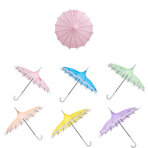 2023 Новый 22*16K ручной открытый зонт для украшения свадьбы принцесса зонтик с белым кружевом с прямым краем изогнутый край ручное управление - Product Image 2