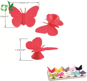 OKSILICONE Offre Spéciale – Breloques Papillon Colorées en Silicone pour Verres à Boire, Étiquettes de Bouteille de <span class=keywords><strong>Vin</strong></span> avec Ventouse, Marqueurs de Verre à <span class=keywords><strong>Vin</strong></span> en Silicone - Product Image 4