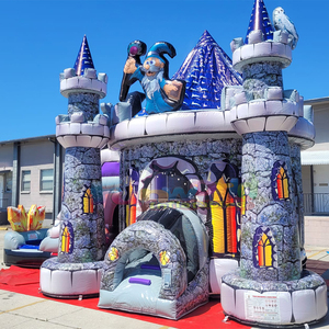 Outdoor wet or dry dual lane combo bouncer commercial <b>inflatable</b> wizard bounce <b>house</b> with water slide - Product Image 5