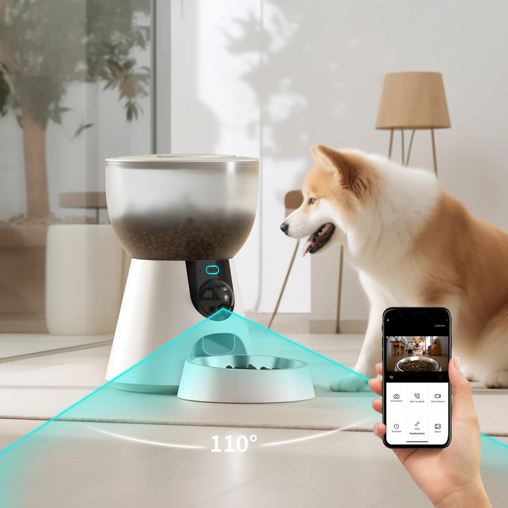 Petwant 4L Smart Tuya APP Remote Stainless Steel Pet Food Bowl 3 Million Pixels HD Camera Automatic Cat Dog Feeder