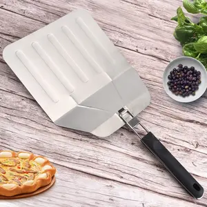 Baking Tool Stainless Steel Round Pizza Cake Shovel With Wood Handle