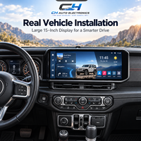 Autoradio 15'' pour Jeep Wrangler 2018-2022, écran tactile QLED, navigation Android, GPS, CarPlay sans fil, DSP, FM, AM