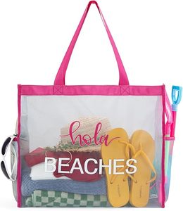 Custom <b>Large</b> Nylon Mesh Market Tote <b>Bag</b> with Logo for Grocery Shopping <b>Beach</b> & Outdoor Travel Use - Product Image 1