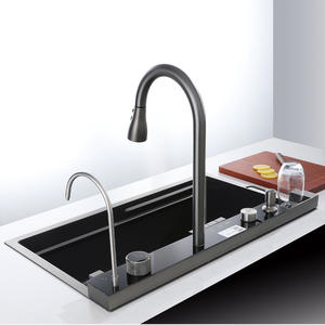 2024 New Smart Single Bowl Digital Küchen spüle 304 Edelstahl Piano Key Wasserfall Wasserhahn Küchen spüle mit Glass püler - Product Image 5