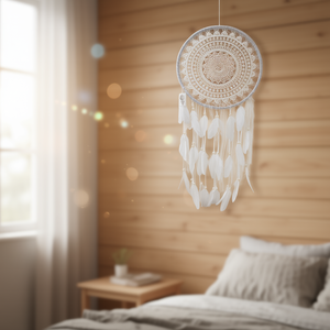 Acchiappasogni 45x120cm con Piume Bianche, Decorazione da Parete - Product Image 3