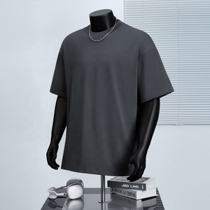 Camiseta de <span class=keywords><strong>hombre</strong></span> de algodón 100% de 300g, de punto grueso, oversize, lisa, con hombros caídos, manga corta, anti-bolitas, talla europea - Product Image 1