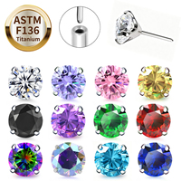 Tête de piercing CZ en titane ASTM F136 G23 à insertion sans filetage pour labret, tous types de piercings d'oreille, de lèvre et bijoux de piercing corporel