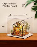 ROBOTIME Vitrine de présentation en acrylique transparent anti-poussière à 6 étagères avec finition brillante et base blanche, support de table, organisateur en forme de cube