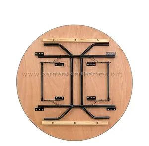 Foldable Round Wooden Table For Outdoor Wedding Banquet Folding Dining Table