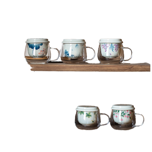 Taza de Té de Cerámica Pintada a Mano con Filtro Separador de Agua, Tapa Resistente al Calor para Beber Té, para Uso en Oficina y Hogar - Product Image 1