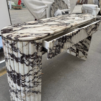 Table console moderne de luxe en marbre Calacatta Viola Violet pour salon, couloir, entrée, maison, hôtel, résidence, hall ou villa