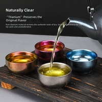 Tasse à thé Kung Fu en titane pur, double paroi, épaissie, isolante, à large ouverture, style chinois, pour voyage, camping en plein air et usage domestique