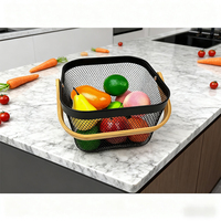 Hoogwaardige Smeedijzeren Vierkante Handheld Opbergmand Metalen Gepoedercoate Groente-En Fruitmand