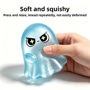 Squishies fantômes scintillants d'Halloween en caoutchouc thermoplastique transparent, petits fantômes anti-stress en cristal, vente en gros - Product Image 3