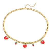 Kalen creativo fruta fresca serie tridimensional rojo fresa colgante collar de acero inoxidable joyería fina al por mayor