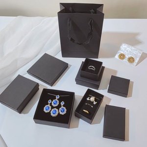 Luxury Black Drawer <b>Box</b> Jewelry Display Case Paper <b>Box</b> for <b>Earring</b> Necklace Storage with Sponge Insert Paper Bag - Product Image 1