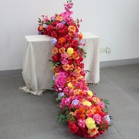 Vente en gros de chemin de table en fleurs orange et rouges, arrangement floral artificiel pour mariage, scène, fête, décoration d'événements