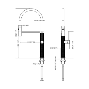 خرطوم حنفيات حوض المطبخ الذهبي الأول من النحاس والفولاذ المقاوم للصدأ، قابل للسحب للأسفل مطاطي تورنيرا، سيراميك عصري قابل للسحب للأسفل لذيذ - Product Image 4