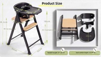 Silla de Crecimiento para Niños, Ajustable en Altura y con Reposapiés, Arnés de Seguridad, Bandeja Desmontable, Plegable, Venta al Por Mayor, OEM/ODM