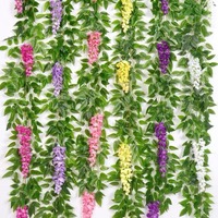 Fleurs artificielles de glycine violette, guirlande de plafond, décoration intérieure suspendue pour mariage et maison