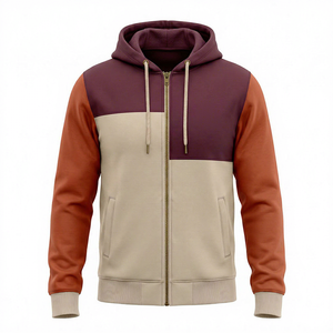 Sudadera con Capucha para Hombre, Diseño Color Block, Cierre de Cremallera, Corte Regular, Informal, para Otoño, Tejido de Poliéster y Algodón, FRENCH TERRY - Product Image 1