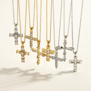 Micci New Arrival thép không gỉ không xỉn trang sức mạ vàng Zircon chữ thập Mặt dây chuyền xinh xắn Vòng cổ - Product Image 2