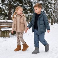 Bottes d'hiver pour enfants avec logo personnalisé, bottes imperméables, doublées de fourrure chaude, chaussures pour tout-petits, boucle en métal, semelle antidérapante
