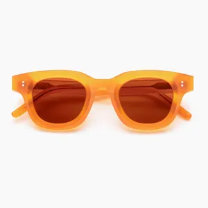 Hot New Glasses Environmentally Friendly Acetate Thick Frame Retro Round Sunglasses Fashion Colour Orange Frame Shades Men