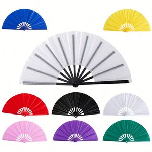 13 Inch Loud Noise Black Fabric Custom Printing Wooden Plastic <b>Large</b> Handfan With Logo for Dance - Product Image 2