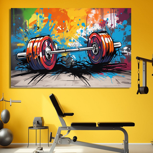 Graffiti Barbell Toile <span class=keywords><strong>Peinture</strong></span> Impression Sport Motivation Mur Art Fitness Gym Décor Musculation Affiche Haltérophile Cadeau - Product Image 4