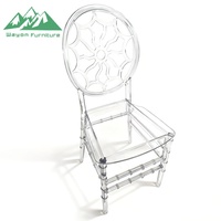 Chaise de mariage empilable transparente Wayon, chaise de banquet en acrylique cristal monobloc pour hôtel de luxe et réception en plein air