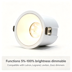 Spot encastré LED en aluminium moulé sous pression, projecteur de plafond à intensité variable de 5 % à 100 %, compatible avec le variateur Lutron Legrand Leviton Zooz - Product Image 2