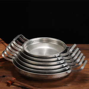 Cacerola de acero inoxidable ollas secas cocina casera mariscos arroz olla <span class=keywords><strong>Paella</strong></span> Pan Picnic aperitivos platos utensilios de cocina con asa para Cocina - Product Image 2