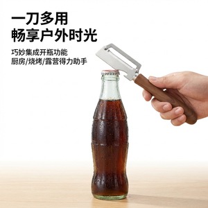 Couteau à canne à sucre avec manche en <span class=keywords><strong>bois</strong></span> et lame en acier inoxydable - un outil deux-en-un pour peler les ananas et trancher les asperges. - Product Image 4
