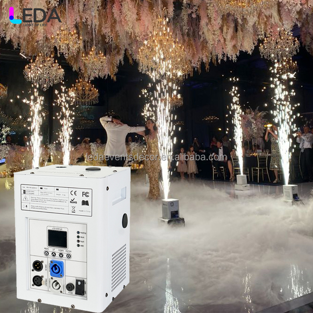 LEDA Hot Sale 750W Electric Cold Sparkler Indoor Wedding Party Stage LCD Fireworks Spark Machine with Powder