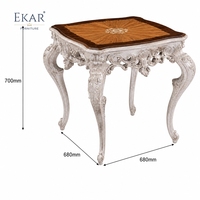 Meja Aksen Sunburst Alba Distressed |   Meja Sudut Antik Rococo Mewah dengan Ukiran Berlubang - EKAR