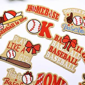 New Iron on Iron-On Embroidered <b>Baseball</b> OK BOMB Sport Patch for Garments Gloves <b>Bats</b> - Product Image 3