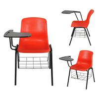 Chaise d'étude moderne empilable en PP avec dossier pour adultes et étudiants, chaise d'école en plastique avec tablette, robuste, en métal, pour la maison, le bureau et le salon