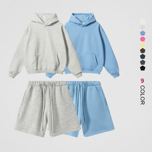 Hoge Kwaliteit Katoenen Heren Hoodie Pak Custom Logo Afdrukken Borduurwerk Hoodie Met Korte Jogging Pak - Product Image 1