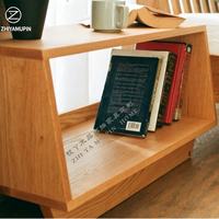 Table de chevet moderne de luxe inclinée en bois géométrique avec étagère ouverte, meuble de chevet flottant, table d'appoint sur socle