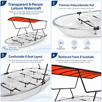 Bateau de tourisme transparent en polycarbonate pour 8 personnes, avec auvent, pour les stations balnéaires et les lacs, bateau commercial pour passagers