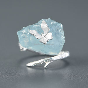 مصنع صيني لوتس مرح مصنوع يدويًا من الفضة الإسترلينية مطلي بالذهب عيار 18 قيراط خاتم فراشة من حجر الزبرجد عالي الجودة مجوهرات نسائية - Product Image 3