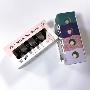 Factory customized nail polish 4 packs nail accessories packaging carton paper nail polish storage box with window