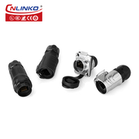 Connecteur femelle à bride métallique Cnlinko LP16 RJ45, étanche IP68, prise circulaire pour l'automatisation industrielle et les environnements difficiles