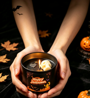 Bougie parfumée en cire de soja Citrouille Fantôme d'Halloween, écologique, longue durée de combustion, en boîte métallique, pour décoration de maison, fête, cadeau de fêtes